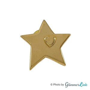 Star with Embossed Heart Gold Tone Pin